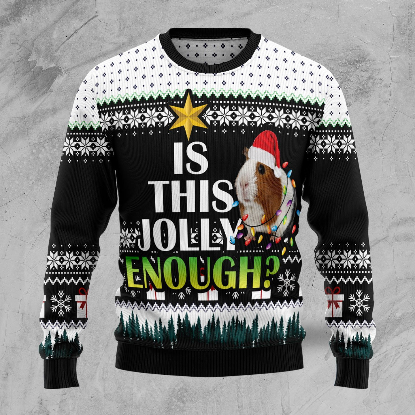 Is It Jolly Enough Guinea Pig Ugly Christmas Sweater Adult 3D Funny Matching for family