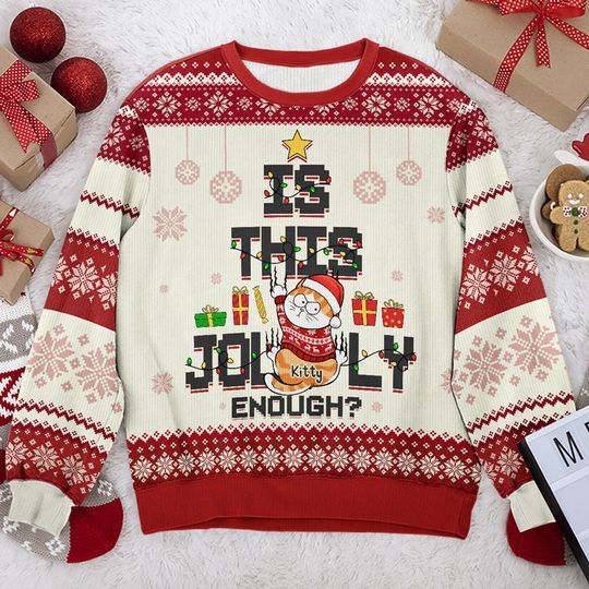 Is This Jolly Enough - Cat Personalized Ugly Sweatshirt - Christmas Gift For Pet Owners, Pet Lovers - Image 4