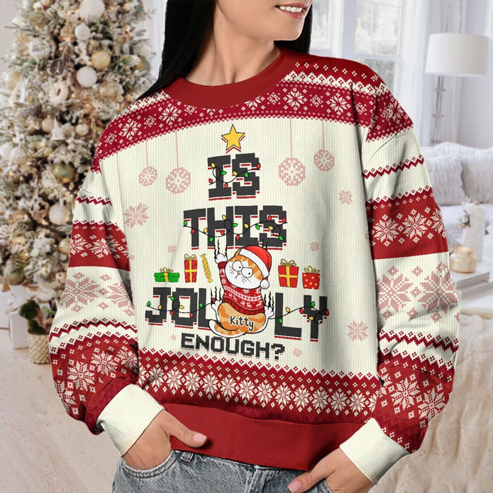 Is This Jolly Enough - Cat Personalized Ugly Sweatshirt - Christmas Gift For Pet Owners, Pet Lovers - Image 3