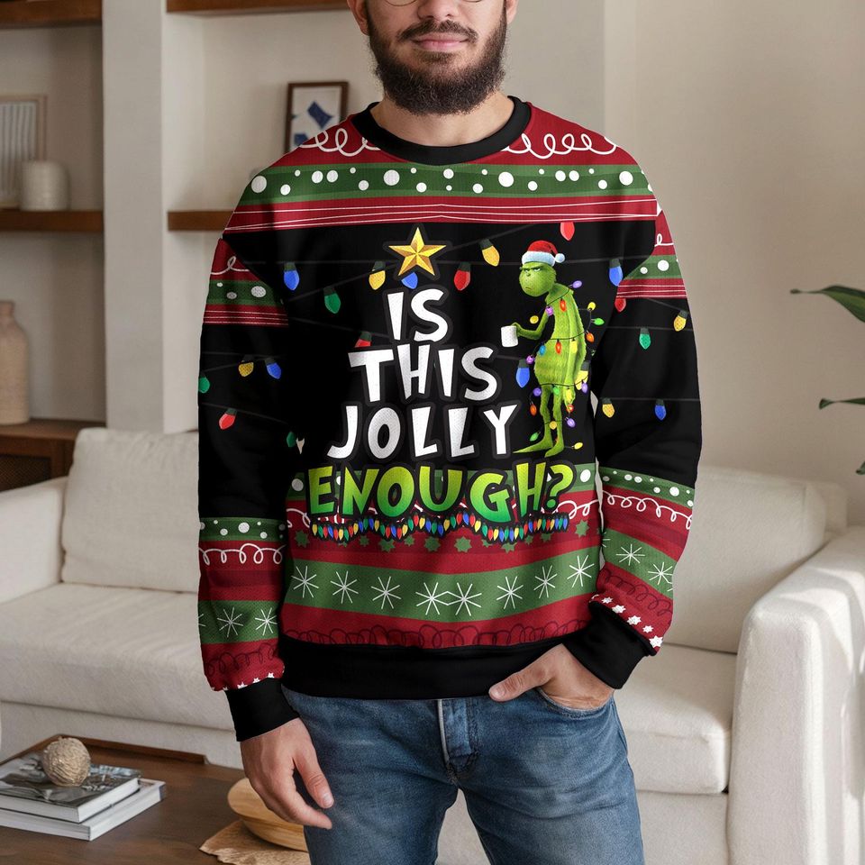 Is This Jolly Enough funny character Ugly Christmas Sweater, funny character Ugly Sweater - Image 2