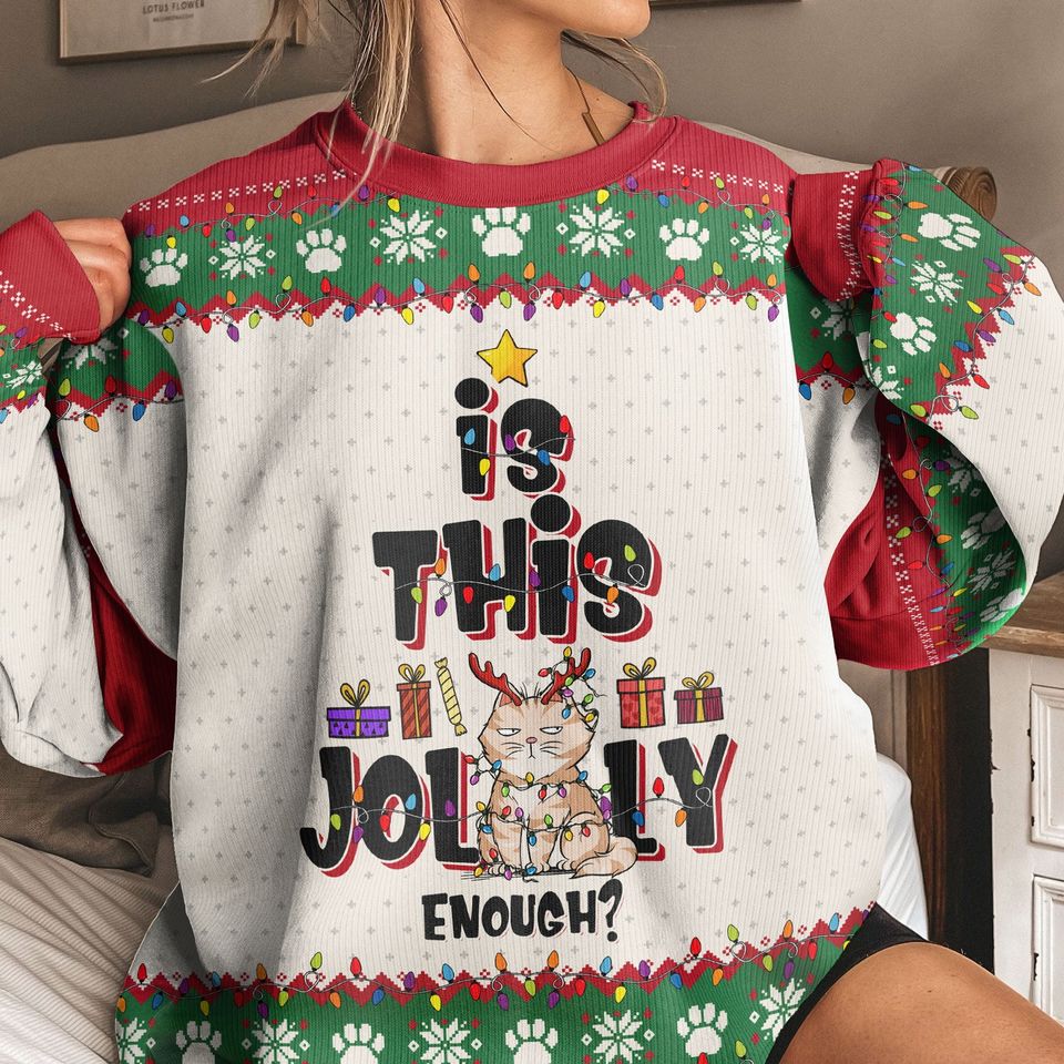 Is This Jolly Enough Funny Christmas Tree - Personalized Ugly Sweater