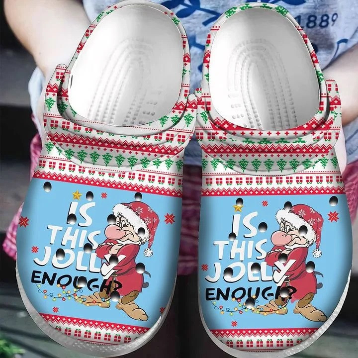 Is This Jolly Enough Grumpy Dwarf Ugly Pattern Christmas Crocband Clog Shoes For Men Women