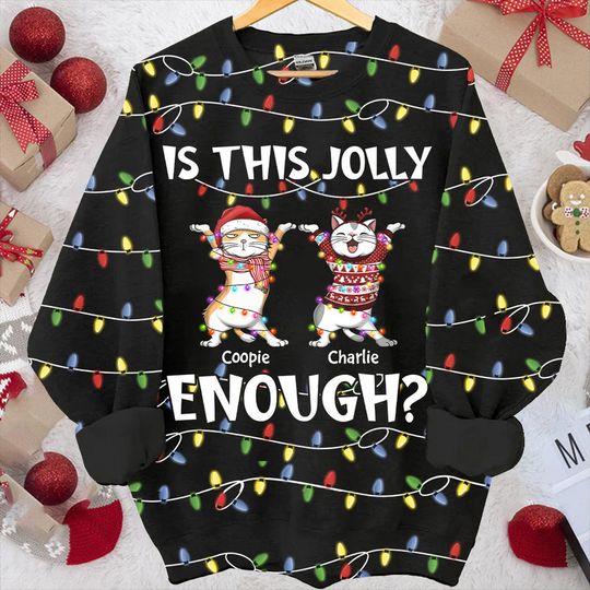 Is This Jolly Enough Hanging Cat Personalized 3D Sweater - Image 6