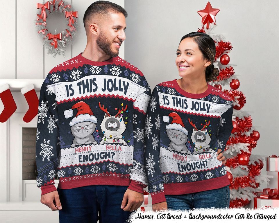 Is This Jolly Enough - Personalized Ugly Sweater, Couples Matching