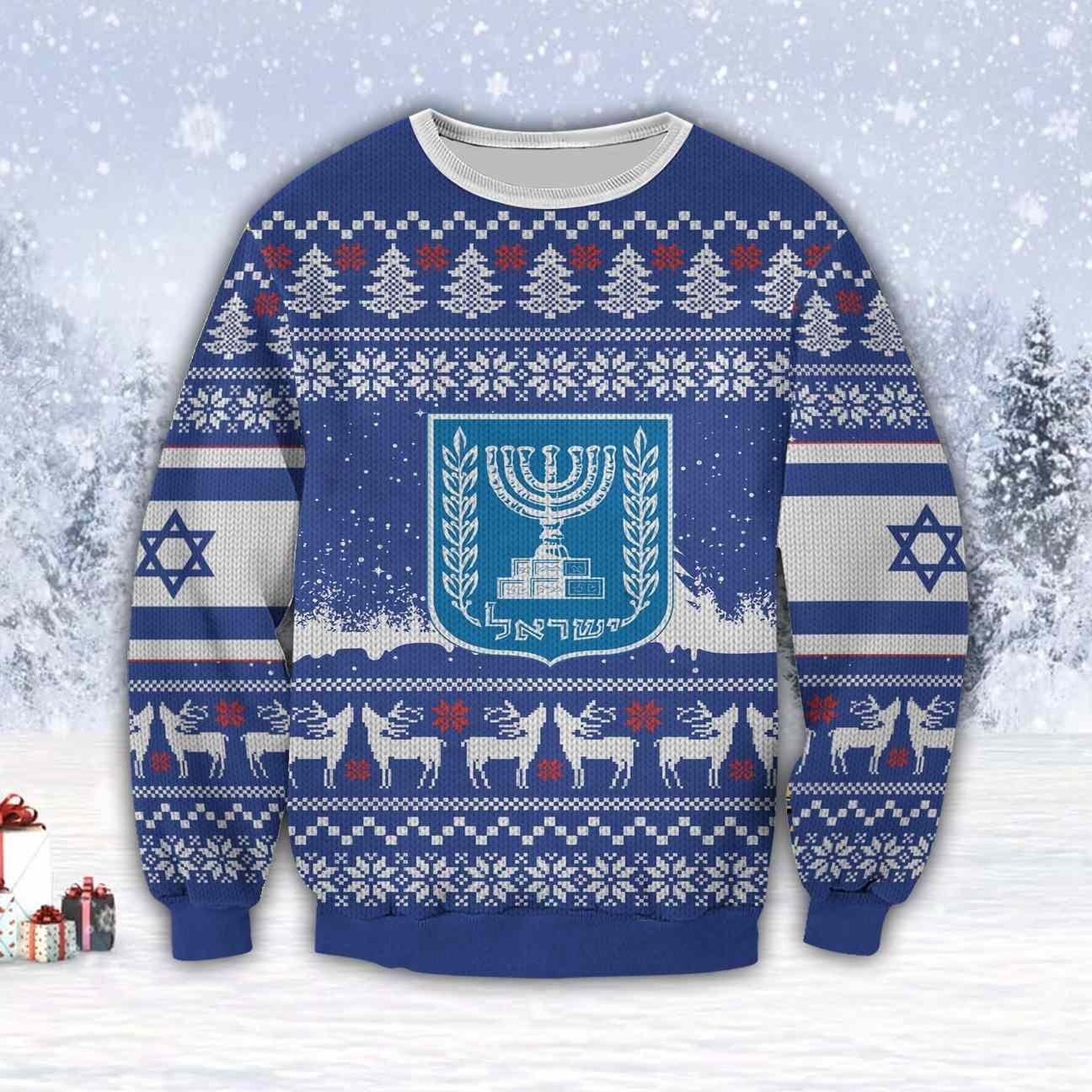 Israel 3D Ugly Christmas Sweater Adult 3D Funny Matching for family