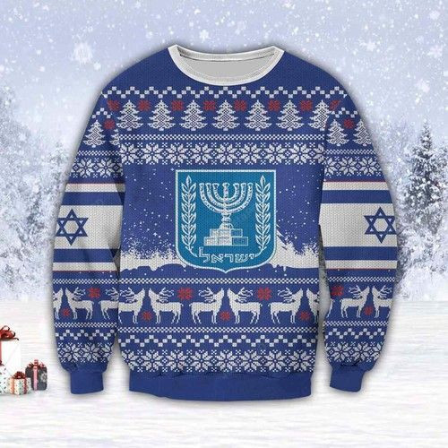 Israel Ugly Christmas Sweater Adult 3D Funny Matching for family