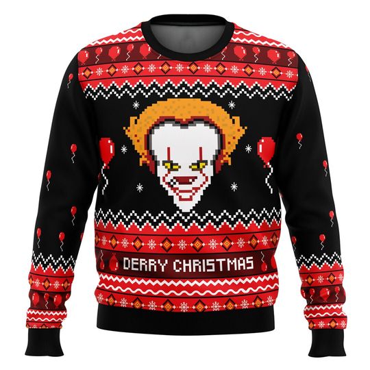 IT Derry Christmas Ugly Christmas Sweater, Horror Movie Characters 3D Sweater - Image 3