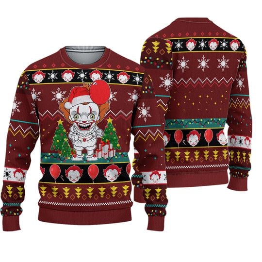 IT Derry Christmas Ugly Christmas Sweater, Horror Movie Characters Ugly Sweater Knitted - Image 2