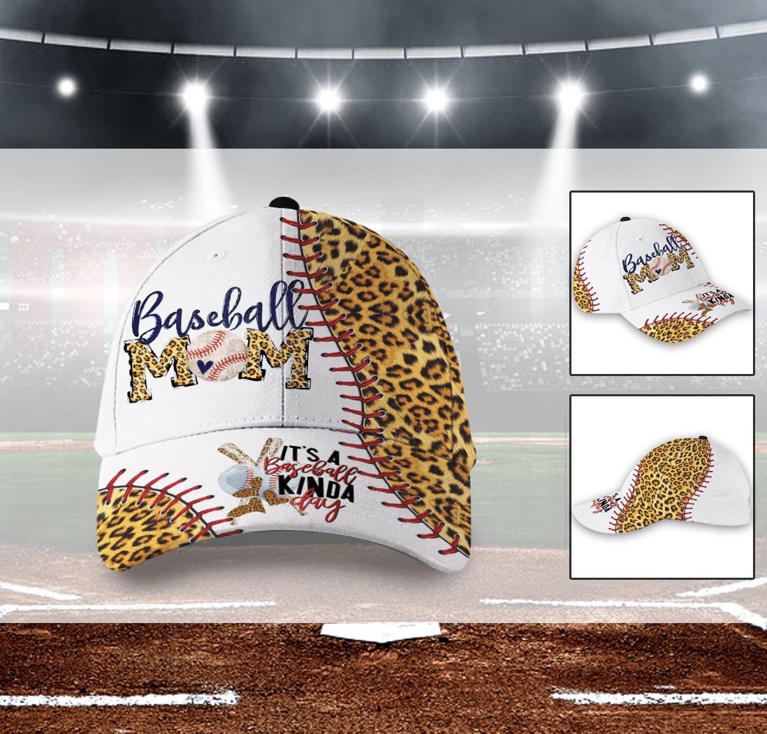 It's A Baseball Kinda Day Baseball Mom Leopard Hat Classic Cap Trucker Hats Custom Hats Gifts For Men & Women