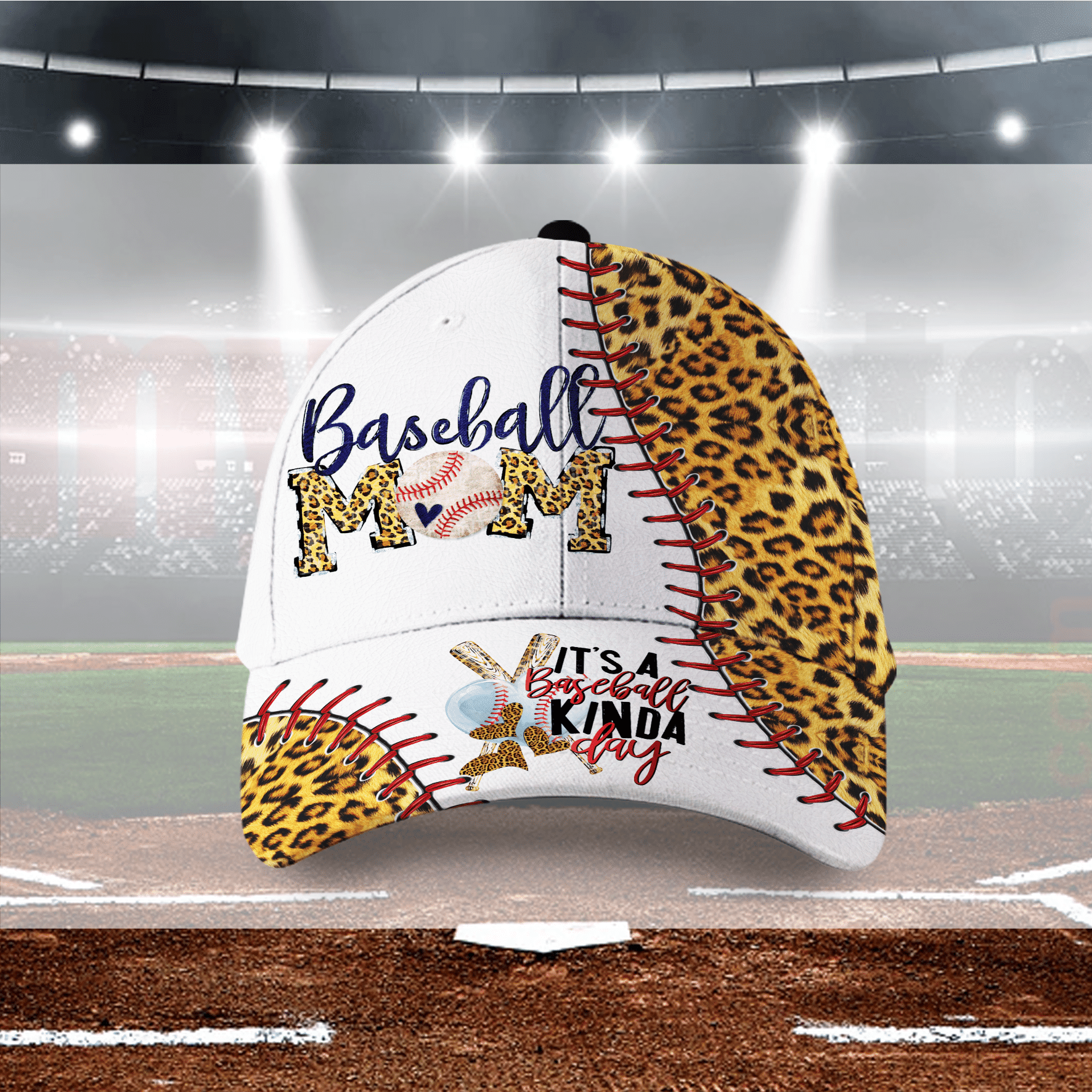 It's A Baseball Kinda Day Baseball Mom Leopard Hat Classic Cap Trucker Hats Custom Hats Gifts For Men & Women