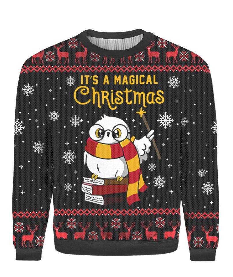 It's A Magical Christmas Owl Ugly Christmas Sweater,Owl Ugly Sweater