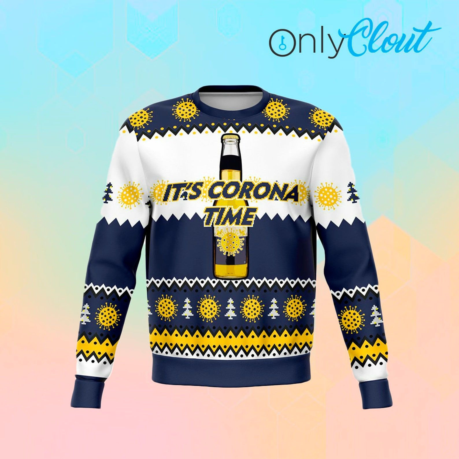 Its Corona Time Funny Ugly Christmas Sweater Adult 3D Funny Matching for family