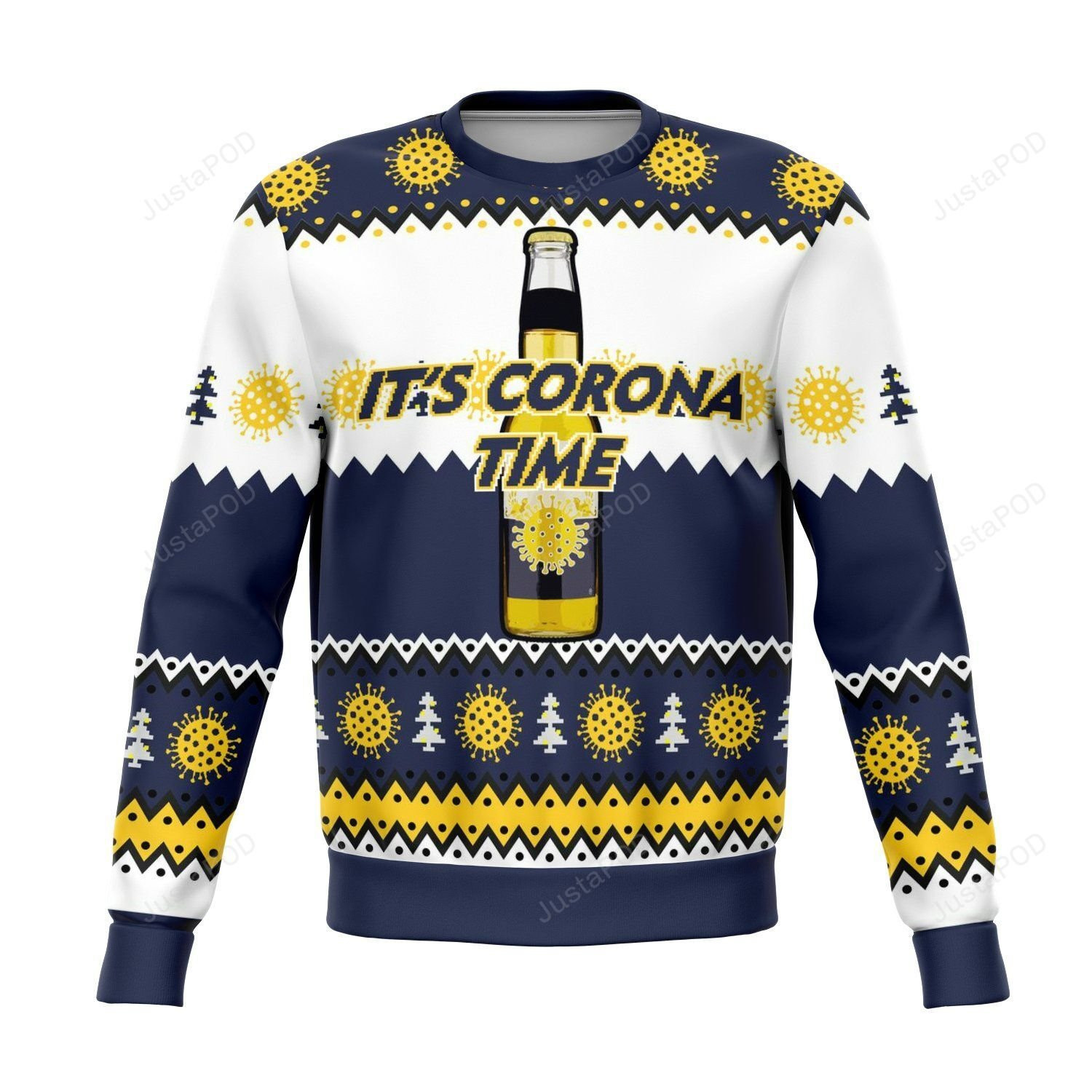 It'S Corona Time Ugly Christmas Sweater Adult 3D Funny Matching for family