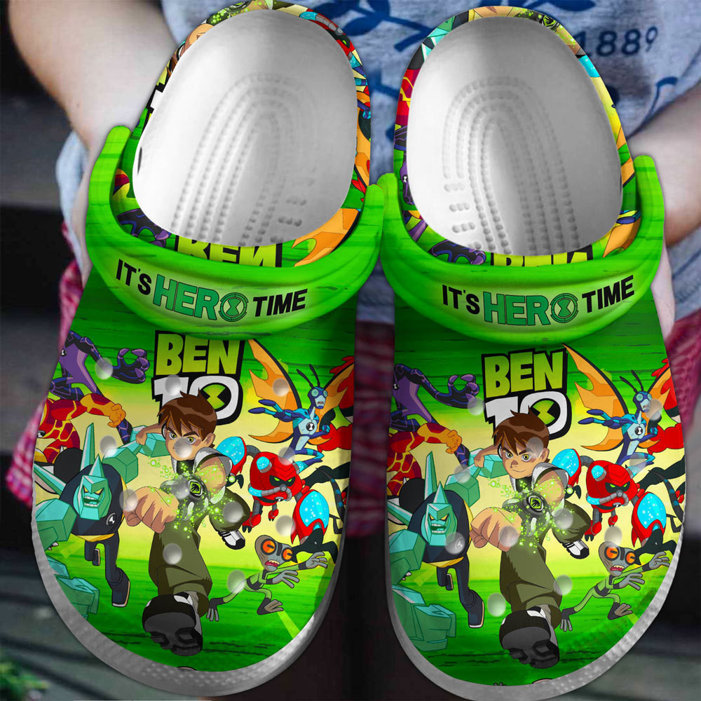It's Hero Time Ben 10 Cartoon Crocs Crocband Clogs Shoes Comfortable For Men Women and Kids