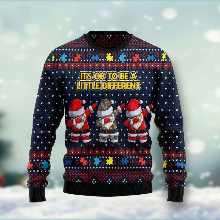 Its Ok To Be A Little Different Ugly Christmas Sweater Adult 3D Funny Matching for family