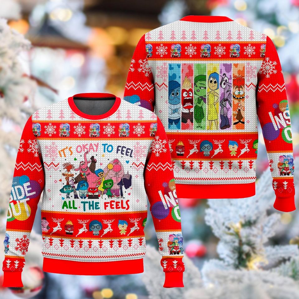 It's Okay To Feel All The Feel Ugly Christmas Ugly Sweatshirt, Christmas Gift For Men Women Kid - Image 3