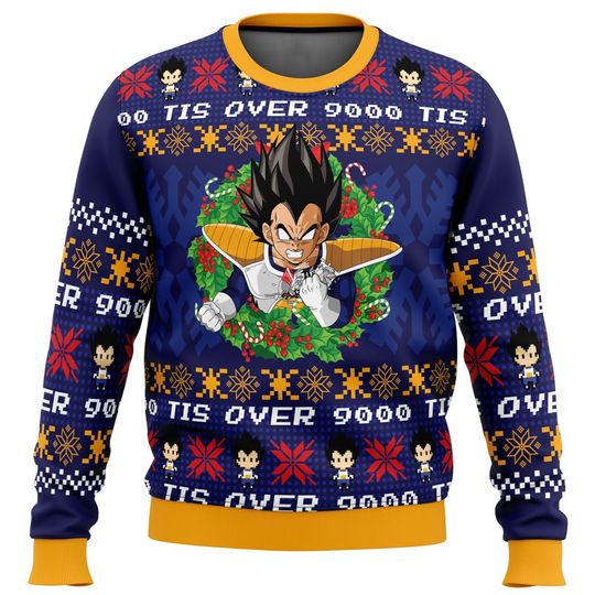 It's Over 9000 Ugly Sweater, Anime Lover Gifts - Image 2