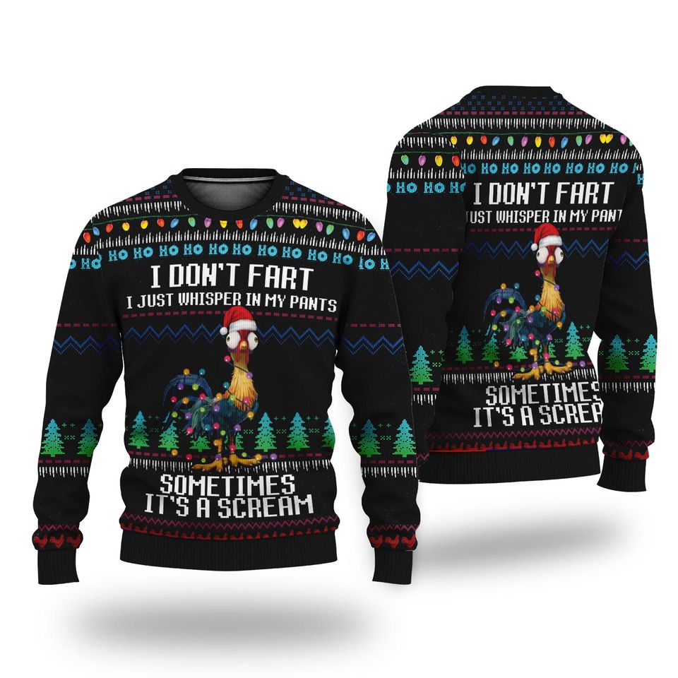 Its Scream Chicken Ugly Christmas 3D Sweater