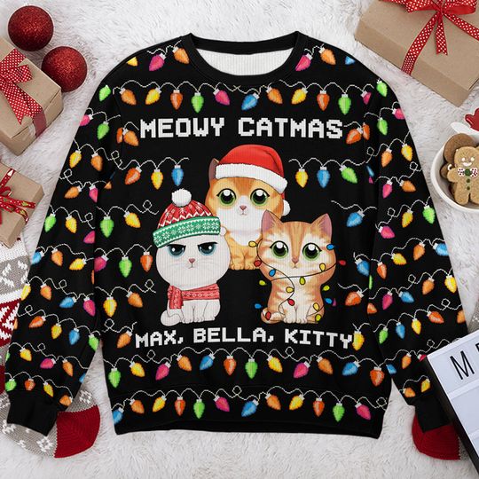 It's The Most Beautiful Time Of Year - Cat Personalized Ugly Sweatshirt - Christmas Gift For Pet Owners, Pet Lovers - Image 4