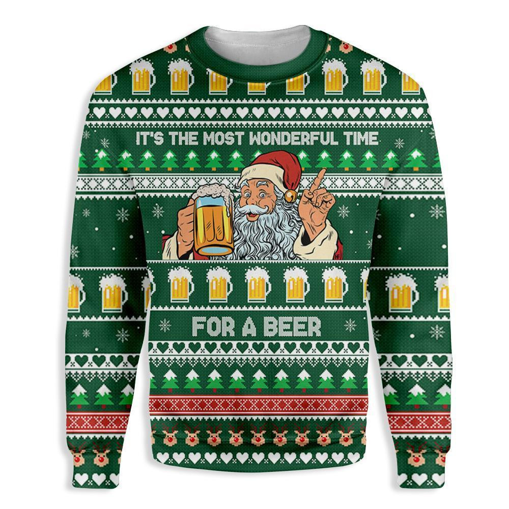 Its The Most Wonderful Occasion For A Beer Ugly Christmas Sweater Adult 3D Funny Matching for family