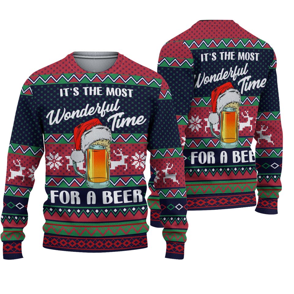 It's The Most Wonderful Time For A Beer Christmas Ugly Sweater