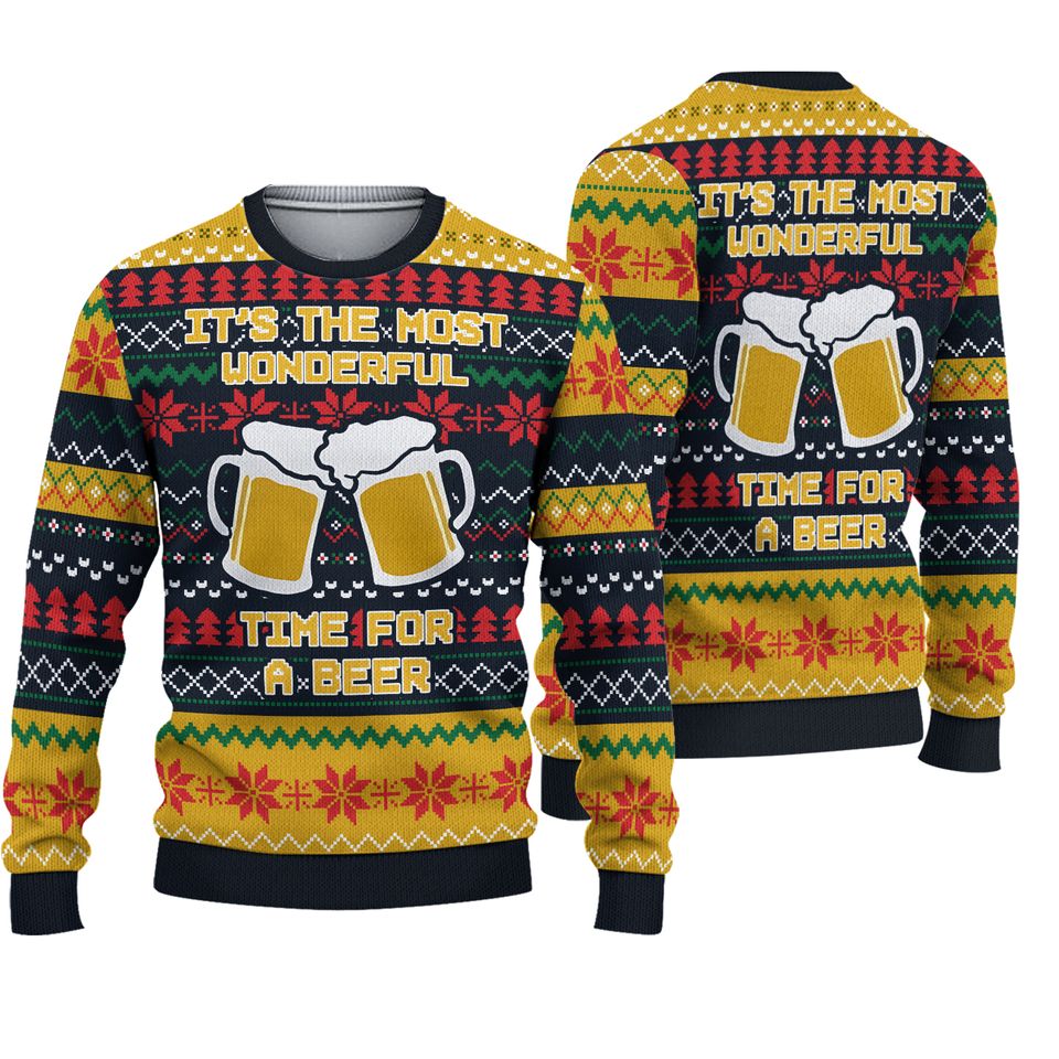 It's The Most Wonderful Time For A Beer Parody Ugly Christmas Sweater