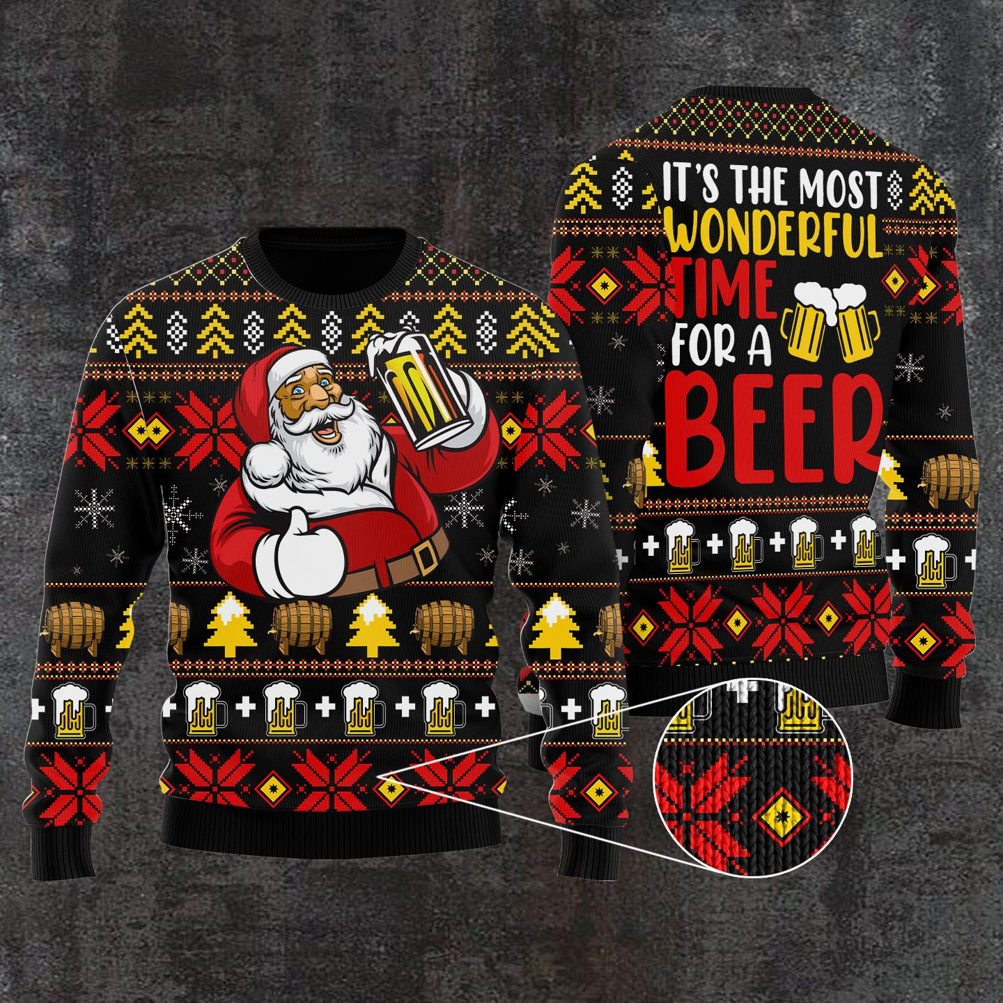 Its The Most Wonderful Time For A Beer Ugly Christmas Sweater Adult 3D Funny Matching for family