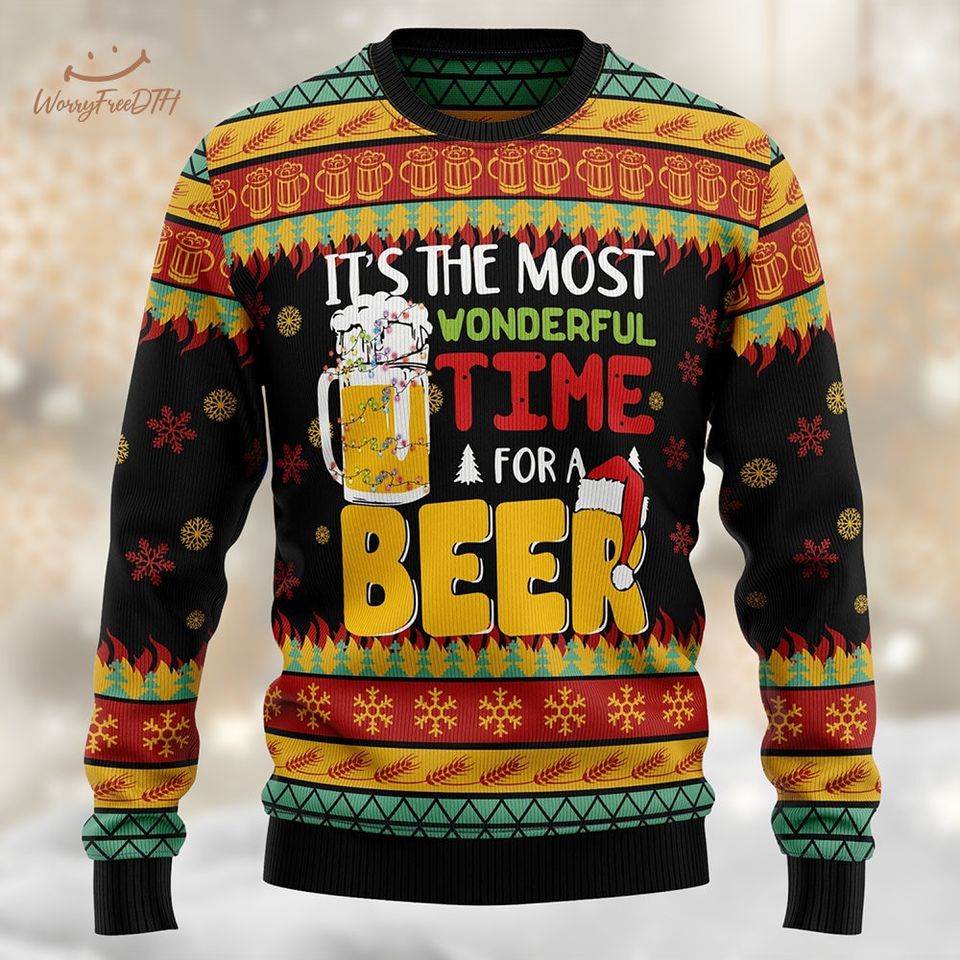 It's The Most Wonderful Time For A Beer Ugly Christmas Sweatshirt