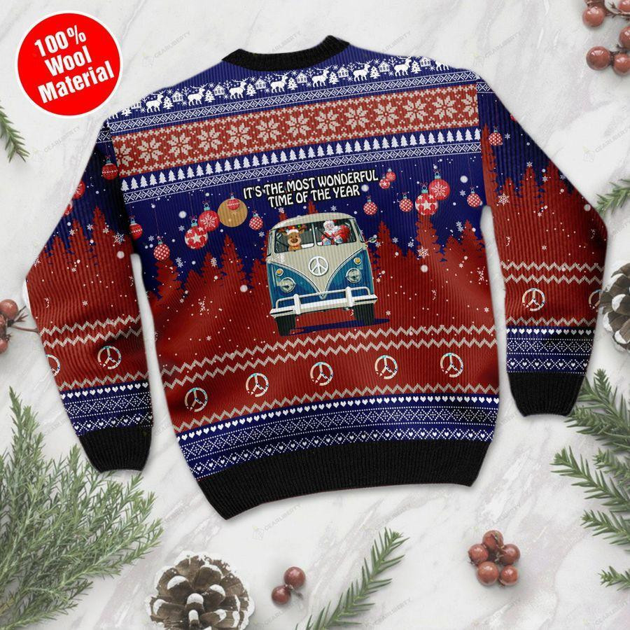 Its The Most Wonderful Time Of The Year Santa Claus In Hippie Car Ugly Christmas Sweater Adult 3D Funny Matching for family - Image 3