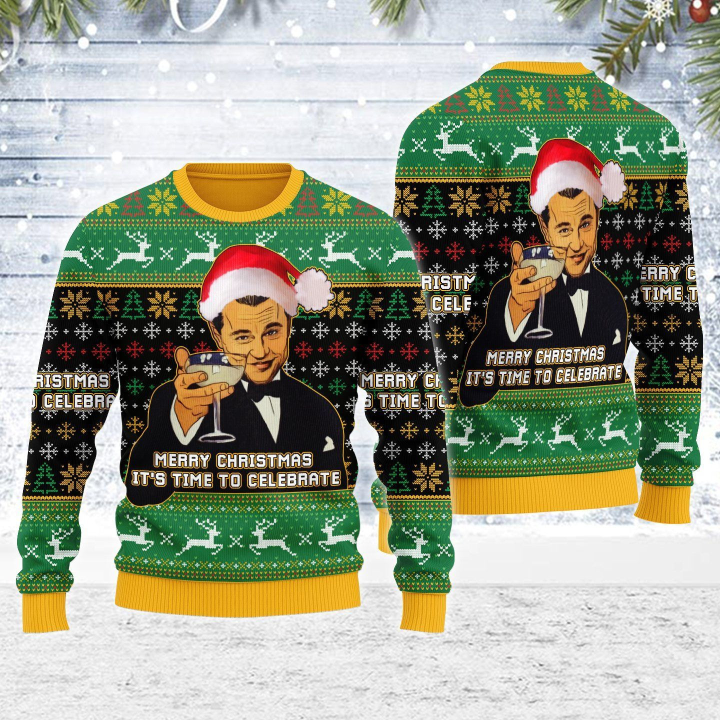 It'S Time To Celebrate Ugly Christmas Sweater Adult 3D Funny Matching for family - Image 2