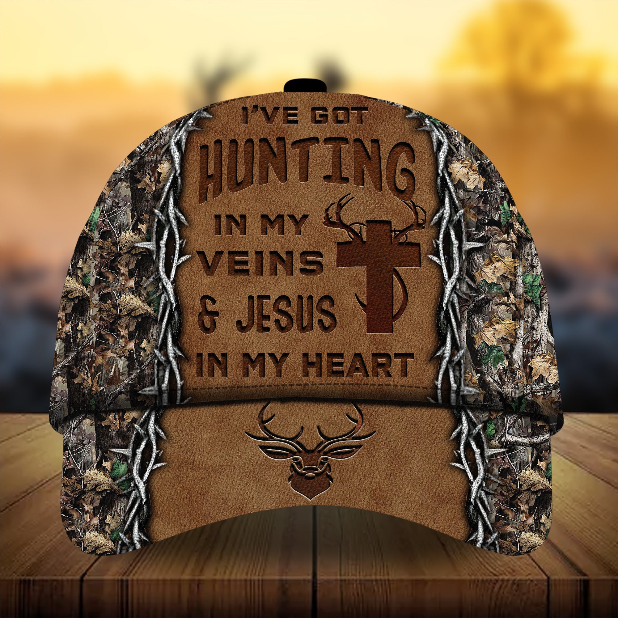 I've Got Hunting in My Veins And Jesus In My Heart Hunting Hats 3D Multicolor Cap Trucker Hats Custom Hats Gifts For Men & Women