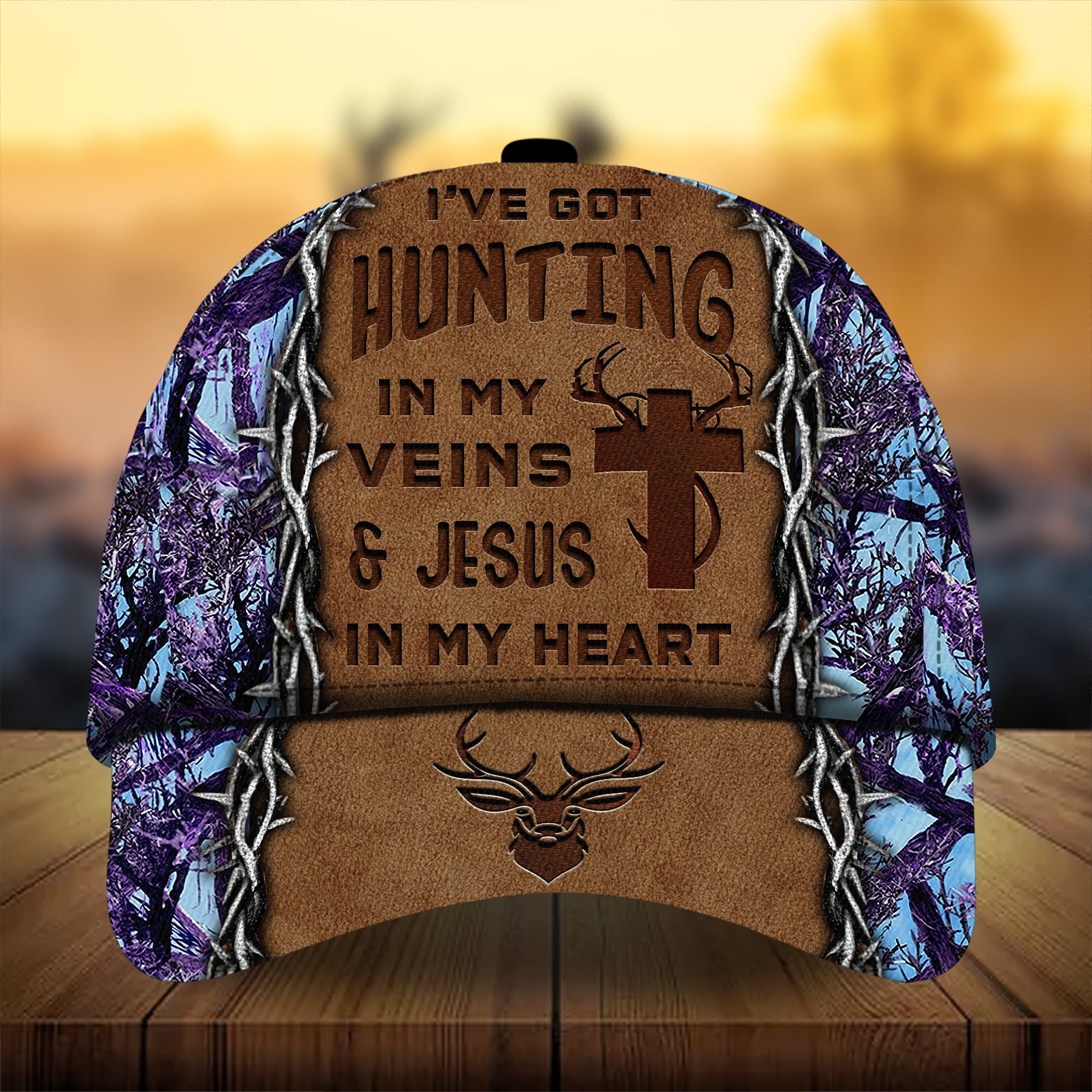 I've Got Hunting in My Veins And Jesus In My Heart Hunting Hats 3D Multicolor Cap Trucker Hats Custom Hats Gifts For Men & Women