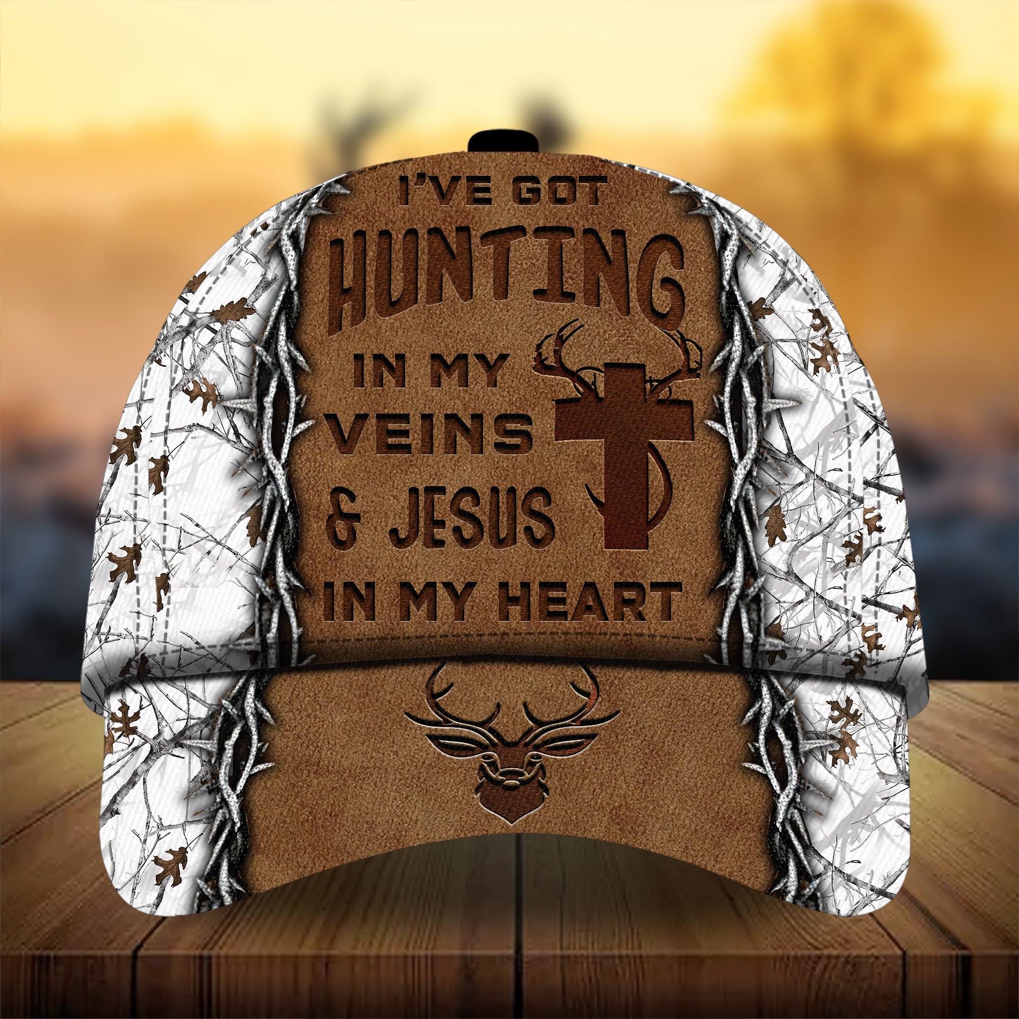 I've Got Hunting in My Veins And Jesus In My Heart Hunting Hats 3D Multicolor Cap Trucker Hats Custom Hats Gifts For Men & Women