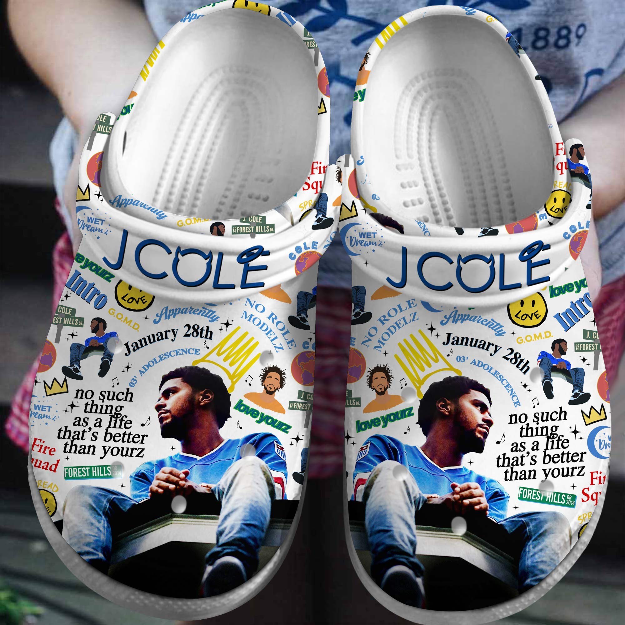 J Cole Rapper Music Crocs Crocband Clogs Shoes Comfortable For Men Women and Kids