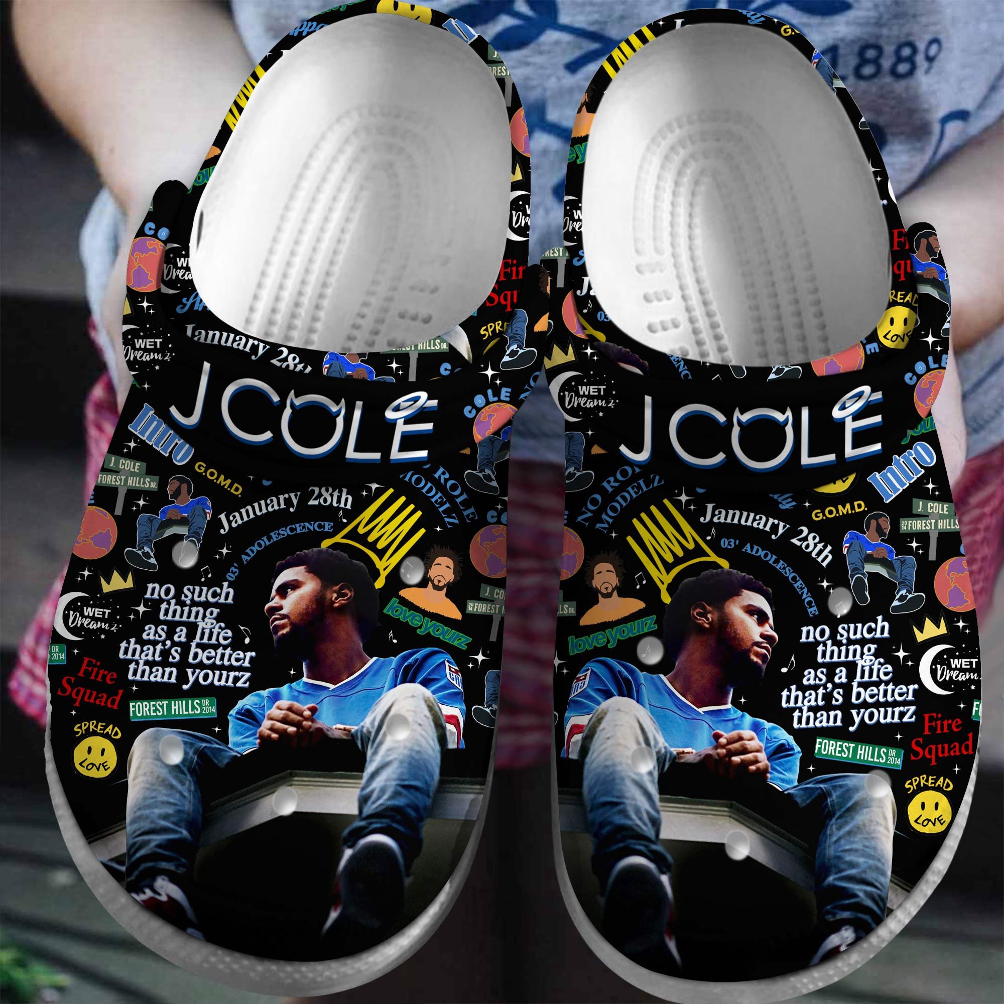 J Cole Rapper Music Crocs Crocband Clogs Shoes Comfortable For Men Women and Kids