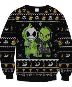 Jack And Grinch Ugly Christmas Sweater Adult 3D Funny Matching for family