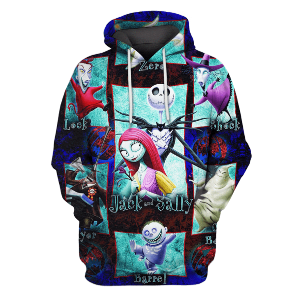 Jack and Sally Nightmare Before Christmas 3D All Over Print Hoodie, Zip Hoodie