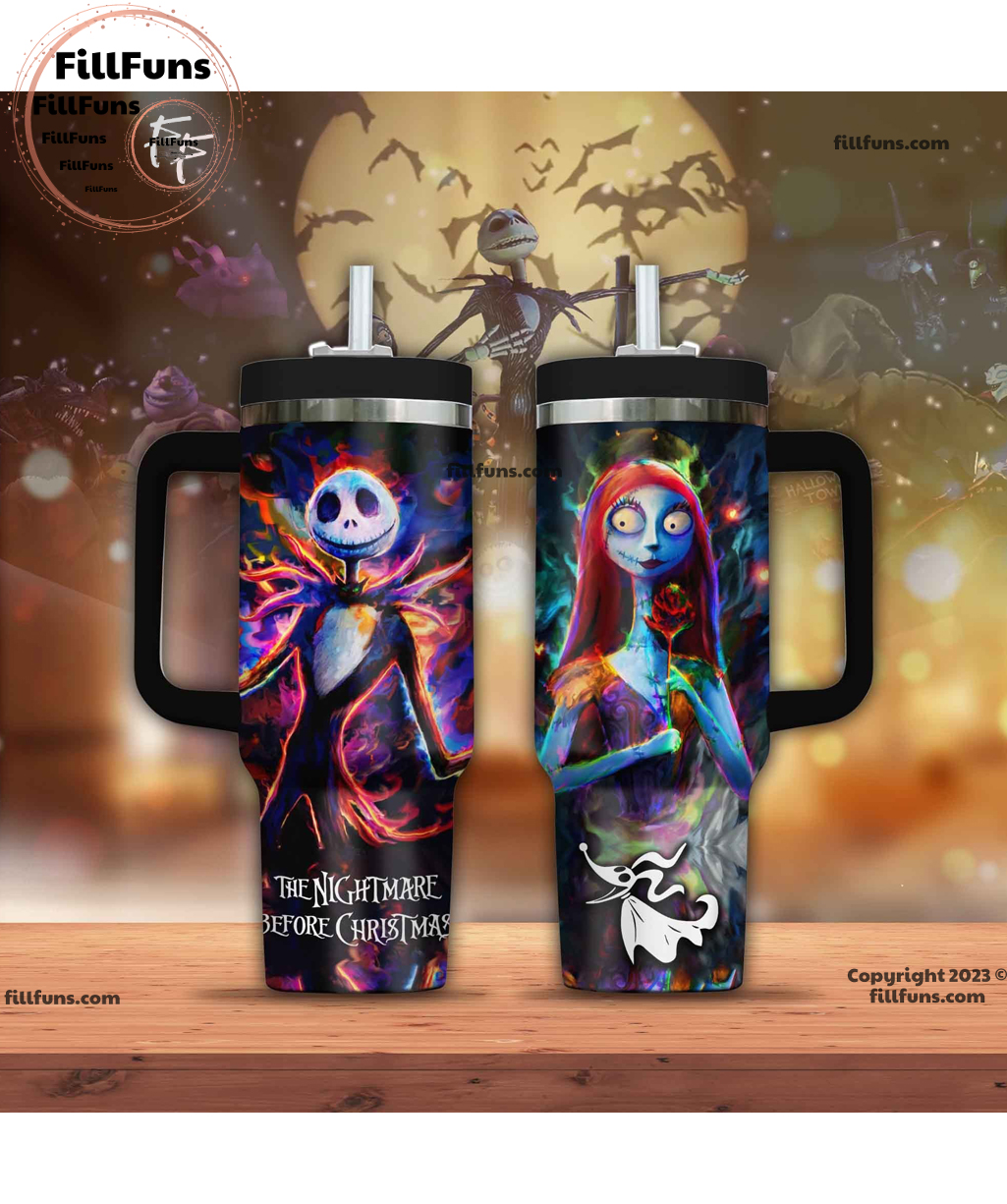 Jack and Sally The Nightmare Before Christmas Cartoon Custom Stanley Cup 40 oz 30 oz Tumbler With HandleTVC2301190