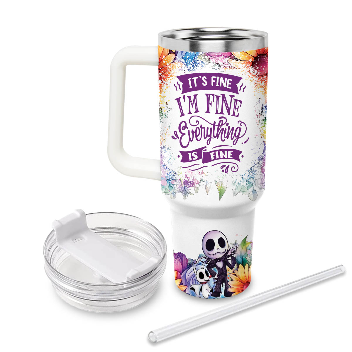 Jack and Sally The Nightmare Before Christmas Cartoon Custom Stanley Cup 40 oz 30 oz Tumbler With HandleTVC2301822 - Image 2