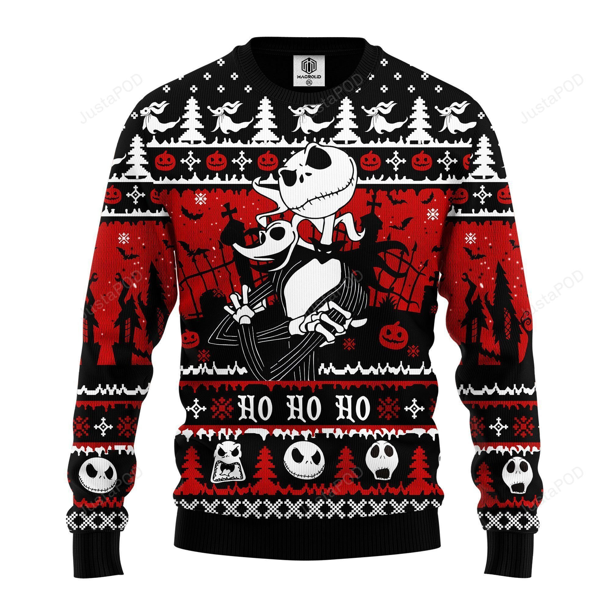 Jack And Zero Nightmare Before Xmas Ugly Christmas Sweater Adult 3D Funny Matching for family