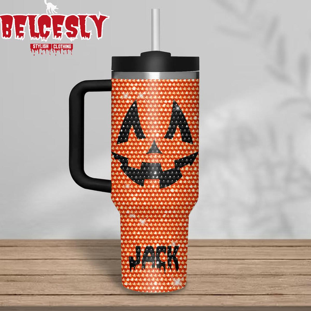 Jack O’ Lantern Halloween Rhinestone Custom Stanley Cup 40 oz 30 oz Tumbler With HandleTVC2301536 - Image 3