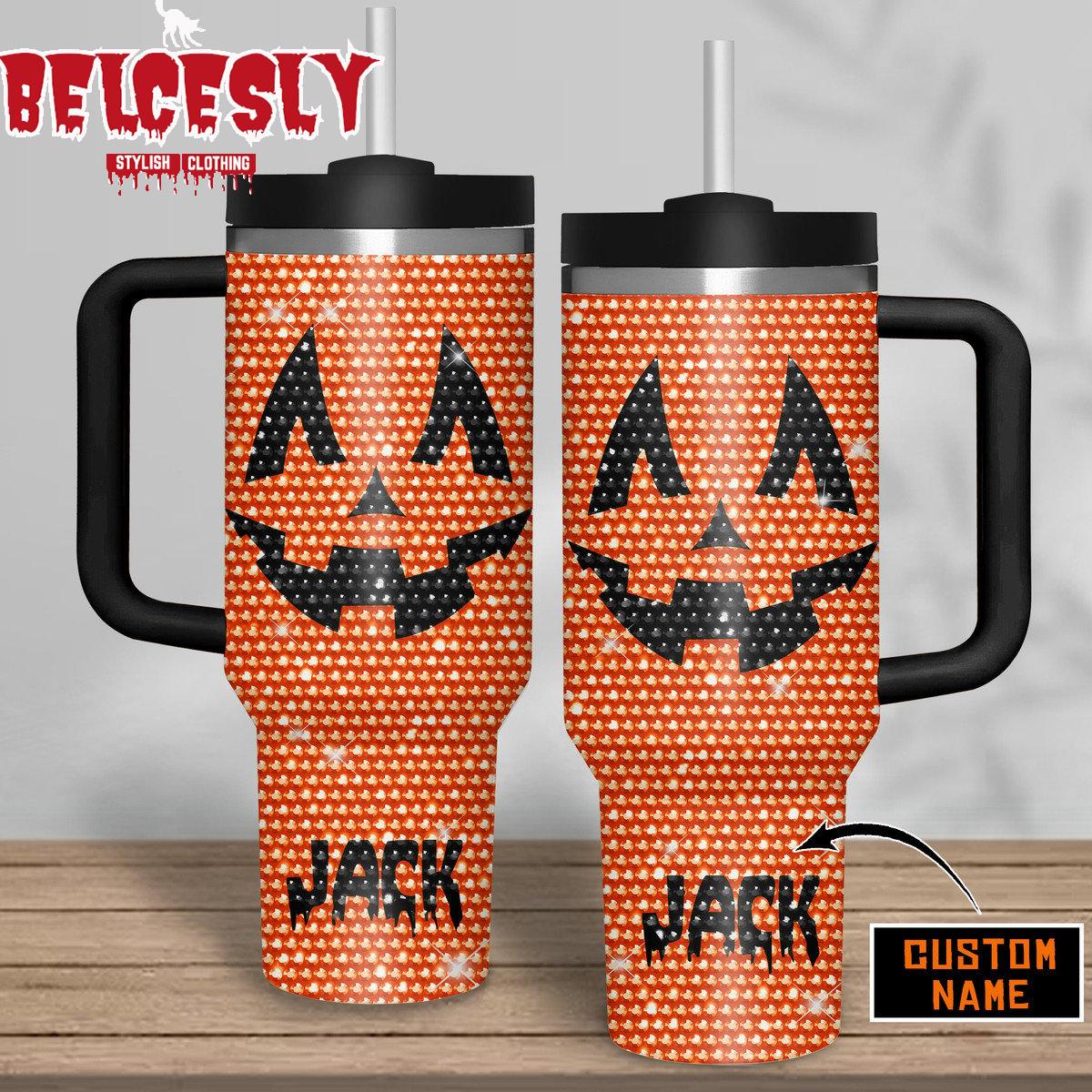 Jack Oâ€™ Lantern Halloween Rhinestone Custom Stanley Cup 40 oz 30 oz Tumbler With HandleTVC2301536
