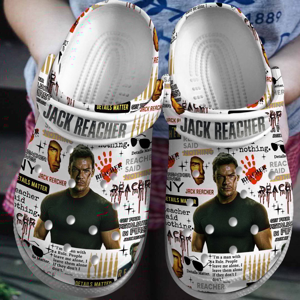 Jack Reacher Movie Crocs Crocband Clogs Shoes Comfortable For Men Women and Kids