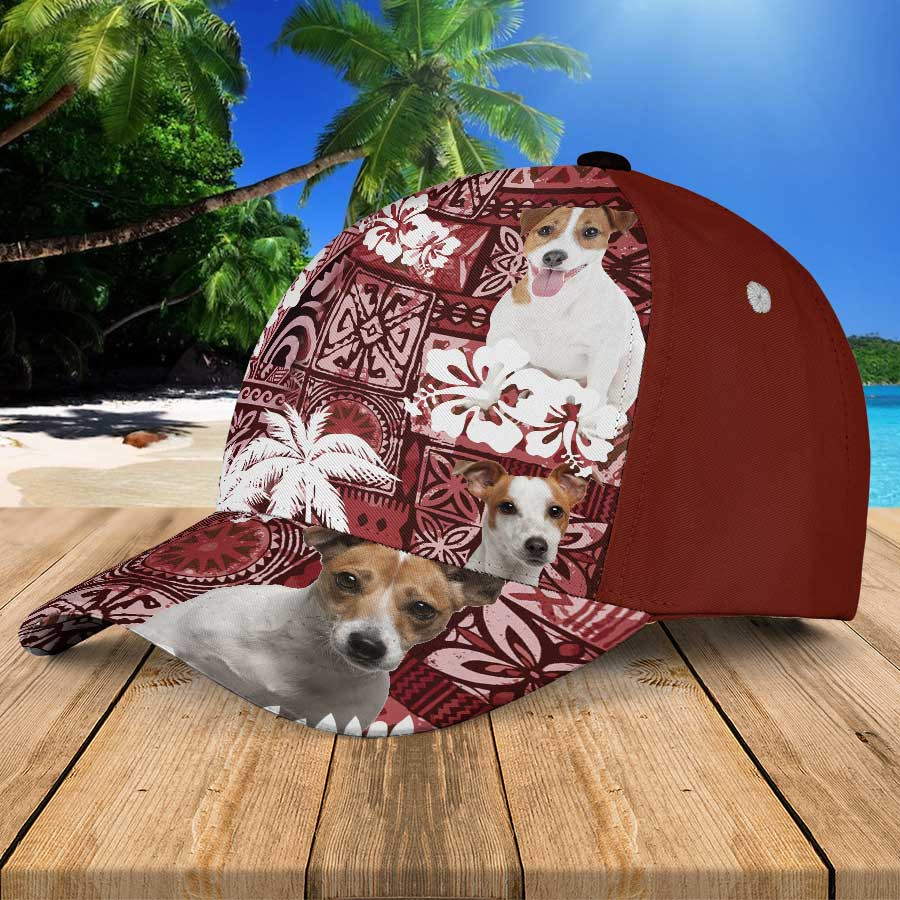 Jack Russell Terrier Red Hawaiian Hat, Gift for Dog Lover Jack Russell Terrier 3D Baseball Cap Trucker Hats Custom Hats Gifts For Men & Women
