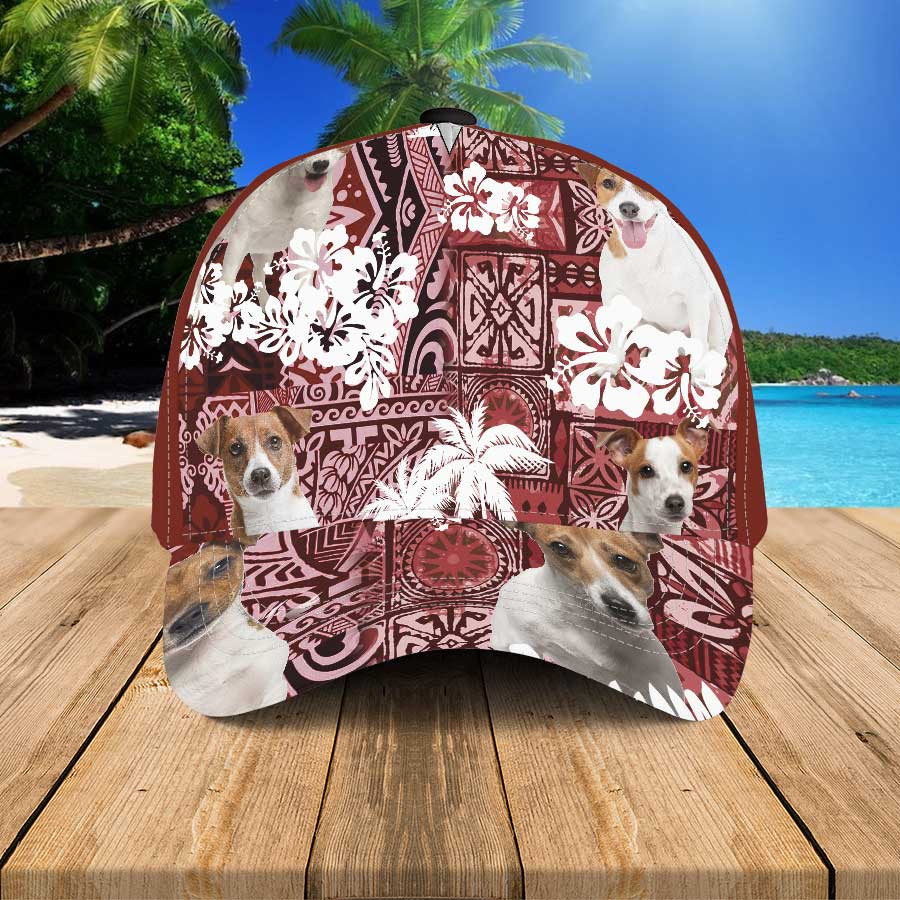 Jack Russell Terrier Red Hawaiian Hat, Gift for Dog Lover Jack Russell Terrier 3D Baseball Cap Trucker Hats Custom Hats Gifts For Men & Women