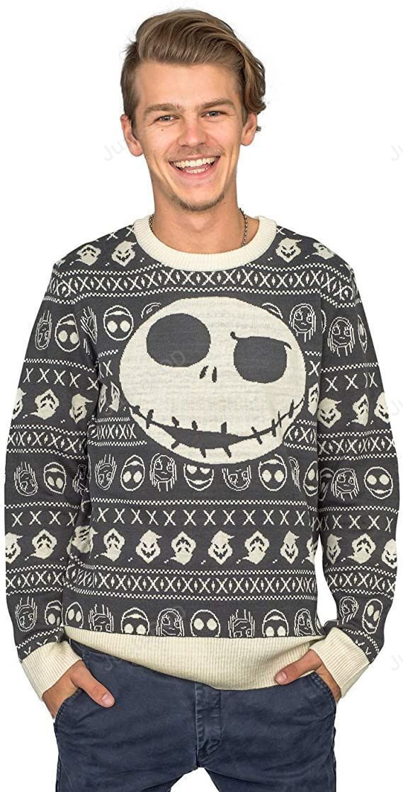 Jack Sally The Nightmare Before Christmas Adult Ugly Christmas Sweater Adult 3D Funny Matching for family