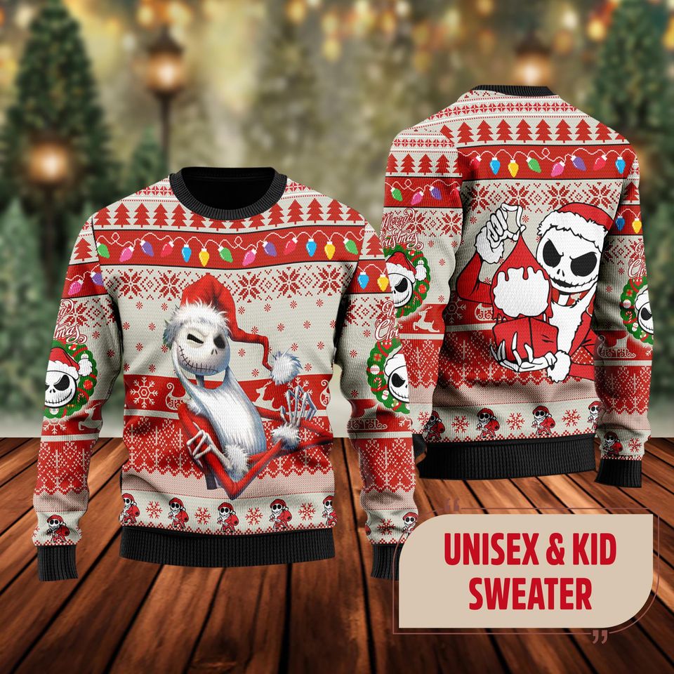 Jack Skelington Ugly Christmas Sweater, Nightmare Before Christmas