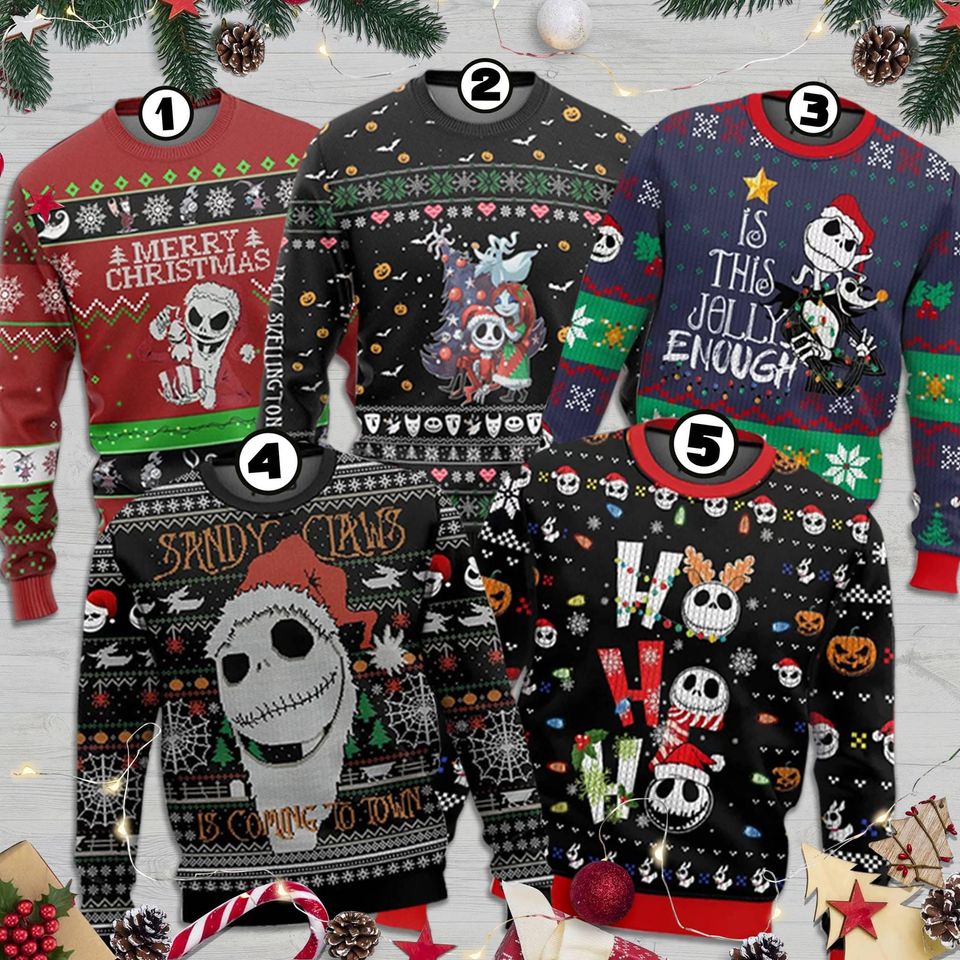 Jack Skelington Ugly Christmas Sweater, Nightmare Before Christmas Xmas