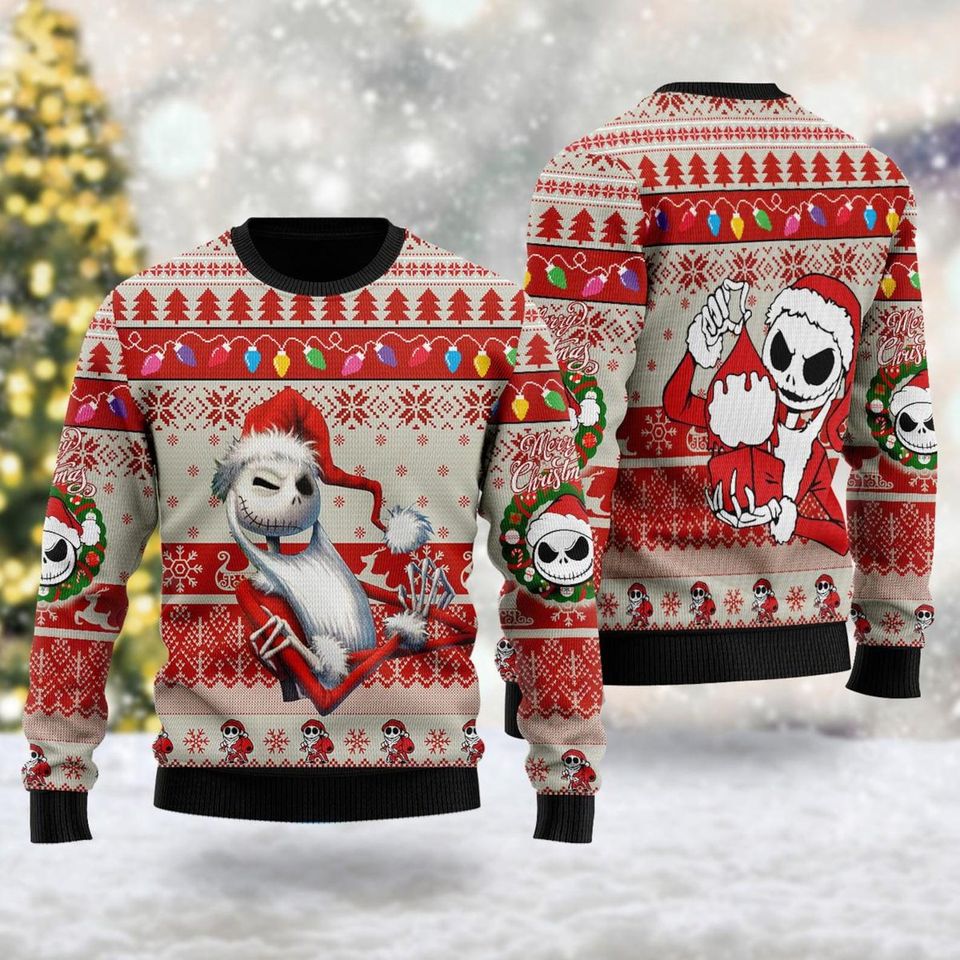 Jack Skelington Ugly Christmas Sweater, Nightmare Before Christmas Xmas Sweatshirt