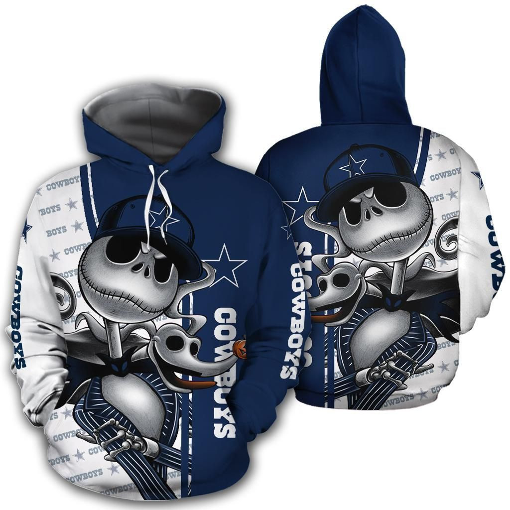 Jack Skellington And Zero Dallas Cowboys 3D All Over Print Hoodie, Zip Hoodie